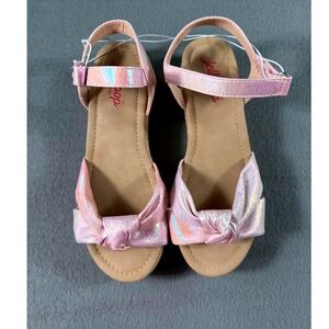 NWOT Jellypop Ella‎ Girls 4M Pink Iridescent Bow Sandals Dress Shoes Easter